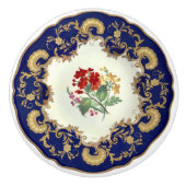 アンティークハン絵を描ド中国ルックコバルトブルーフローラ セラミックノブ (正面)