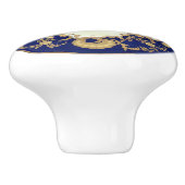 アンティークハン絵を描ド中国ルックコバルトブルーフローラ セラミックノブ (側面)