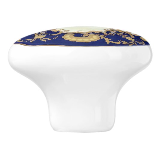 アンティークハン絵を描ド中国ルックコバルトブルーフローラ セラミックノブ (側面)