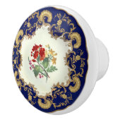 アンティークハン絵を描ド中国ルックコバルトブルーフローラ セラミックノブ (右)