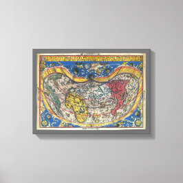 アンティークハート形の世界地図by Peter Apian 1520 キャンバスプリント