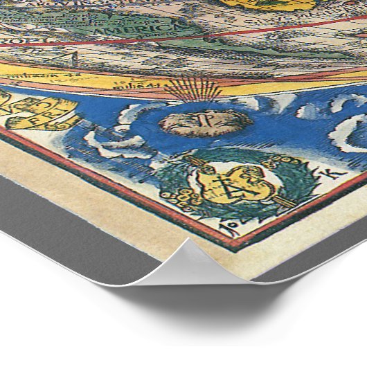 アンティークハート形の世界地図by Peter Apian 1520 ポスター (角)