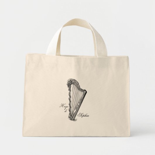 アンティークハープミニトートと名前をカスタムする ミニトートバッグ (正面)