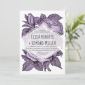 アンティークバイオレットバラヴィンテージ結婚式フローラ 招待状 (スタンド正面)