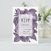 アンティークバイオレットバラヴィンテージ結婚式フローラRSVP 出欠カード (スタンド正面)