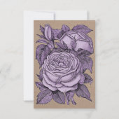 アンティークバイオレットバラヴィンテージ結婚式フローラRSVP 出欠カード (裏面)