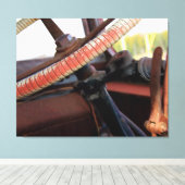 アンティークバスのステアリングホイール キャンバスプリント (インサイチュ (ウッドフロア))