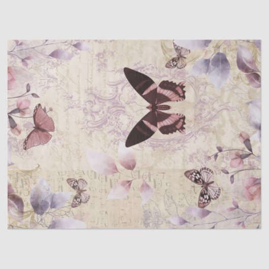 アンティークバタフライヴィンテージエフェメラデクページ 薄葉紙 (正面)