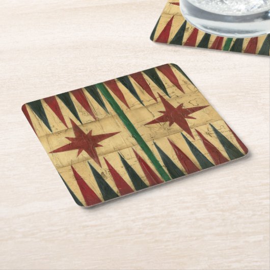 アンティークバックガンモンゲームボードバイイーサンハーパー スクエアペーパーコースター (アングル)