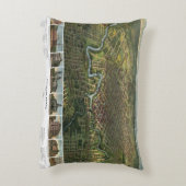 アンティークバッファロー川のあるテキサス州，ヒューストンの地図 アクセントクッション (裏面(縦))