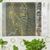 アンティークバッファロー川のあるテキサス州，ヒューストンの地図 キッチンタオル (折り畳み)