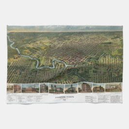 アンティークバッファロー川のあるテキサス州，ヒューストンの地図 キッチンタオル