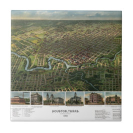 アンティークバッファロー川のあるテキサス州，ヒューストンの地図 タイル