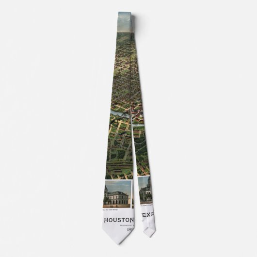 アンティークバッファロー川のあるテキサス州,ヒューストンの地図 ネクタイ (正面)