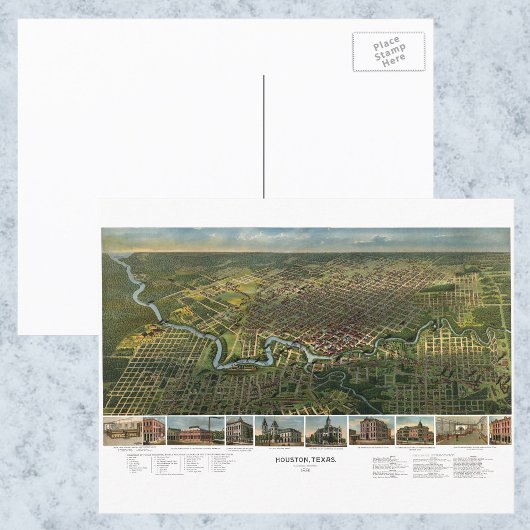 アンティークバッファロー川のあるテキサス州，ヒューストンの地図 ポストカード