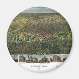 アンティークバッファロー川のあるテキサス州，ヒューストンの地図 マグネット