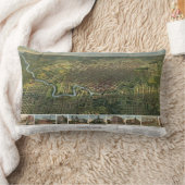 アンティークバッファロー川のあるテキサス州，ヒューストンの地図 ランバークッション (ブランケット)