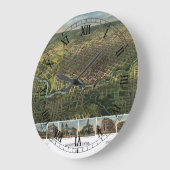 アンティークバッファロー川のあるテキサス州，ヒューストンの地図 ラージ壁時計 (傾斜)