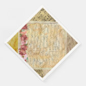 アンティークバラとミュージカルノート紙ディナーナプキン (コーナー)