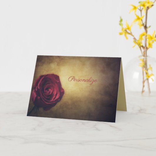 アンティークバラと金ゴールドのバックグラウンドのパーソナライズ カード (黄色い花)