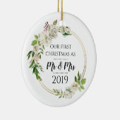 アンティークバラの初めてのクリスマスはミスター・アンド・ミセス セラミックオーナメント (右)