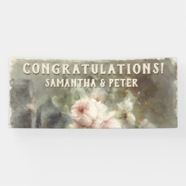 アンティークバラエレガントソフトピンク水カラーフローラ 横断幕