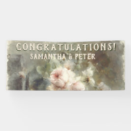 アンティークバラエレガントソフトピンク水カラーフローラ 横断幕