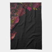 アンティークバラフラワーズオンブラック キッチンタオル (縦)