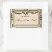 アンティークバラフレーム蔵書票 長方形シール (バッグ)