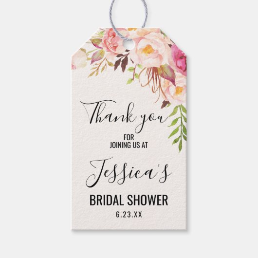 アンティークバラブライダルシャワーメッセージカード ギフトタグ (正面)