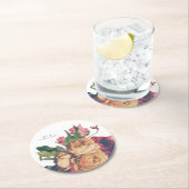 アンティークバラボタニカルフェテ結婚のテーブルコースター ラウンドペーパーコースター (インサイチュ)