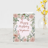 アンティークバラユーカリプトゥスピンクフローラ水彩 カード (黄色い花)