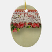 アンティークバラレースレッ素朴ドバーラビクトリアンップ セラミックオーナメント (裏面)