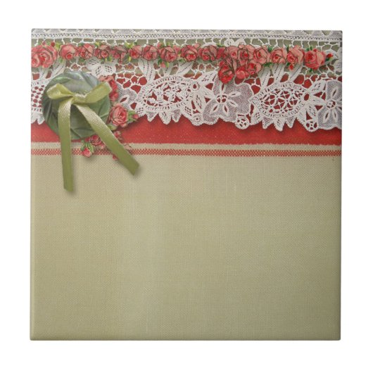 アンティークバラレースレッ素朴ドバーラビクトリアンップ タイル (正面)