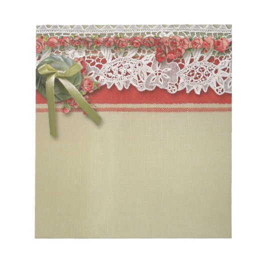 アンティークバラレースレッ素朴ドバーラビクトリアンップ ノートパッド (正面)