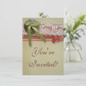 アンティークバラレースレッ素朴ドバーラビクトリアンップ 招待状 (スタンド正面)