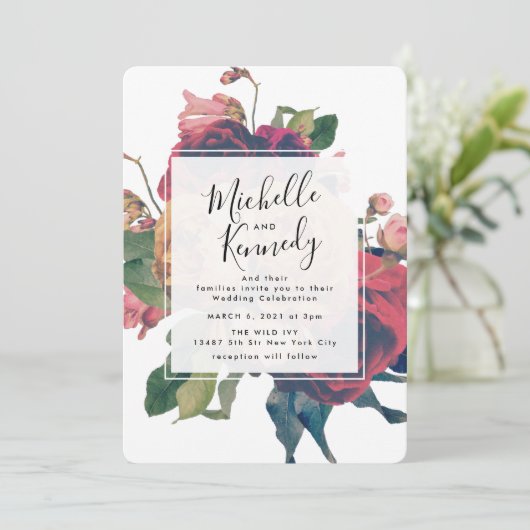 アンティークバラヴィンテージボヘミア結婚式招待状 招待状 (スタンド正面)