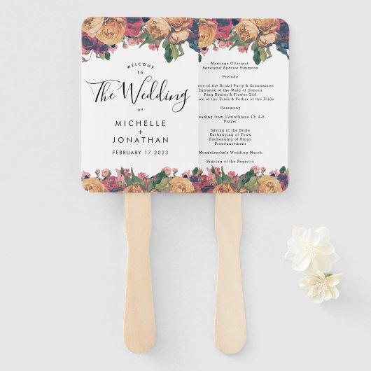 アンティークバラヴィンテージボホ結婚ーズ ハンドファン (正面&裏面)