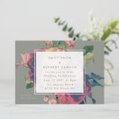 アンティークバラヴィンテージモスグリーン結婚ズ 招待状 (スタンド正面)