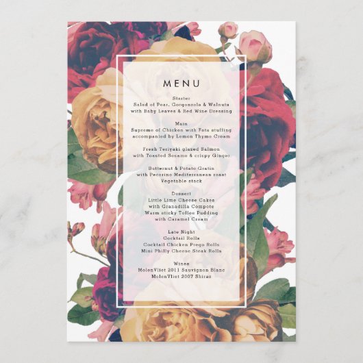 アンティークバラヴィンテージ結婚Boho's Menu メニュー (正面)