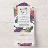 アンティークバラヴィンテージBoho 3イン1 結婚s オールインワン招待状 (内側)