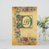 アンティークバラ中世フローラパーチメントモノグラム 便箋 (スタンド正面)