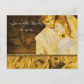 アンティークバラ写真と日付を保存する 案内ポストカード (正面)