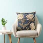 アンティークバラ刺繍レースデニム装飾用クッション クッション (椅子)