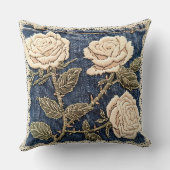 アンティークバラ刺繍レースデニム装飾用クッション クッション (裏面)