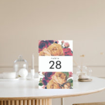 アンティークバラ植物学結婚のテーブル番号