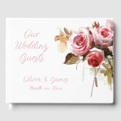 アンティークバラ水彩ピンクウェディングレセプション ゲストブック (正面)