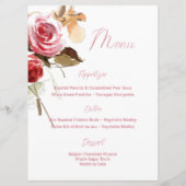 アンティークバラ水彩ピンクウェディングレセプション メニュー (裏面)