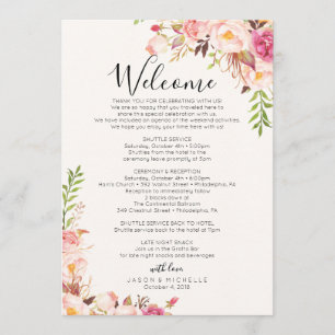 アンティークバラ結婚の旅程 – ゲストアジェンダ プログラム