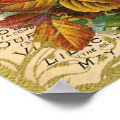 アンティークバラ香水蝶 ポスター (角)